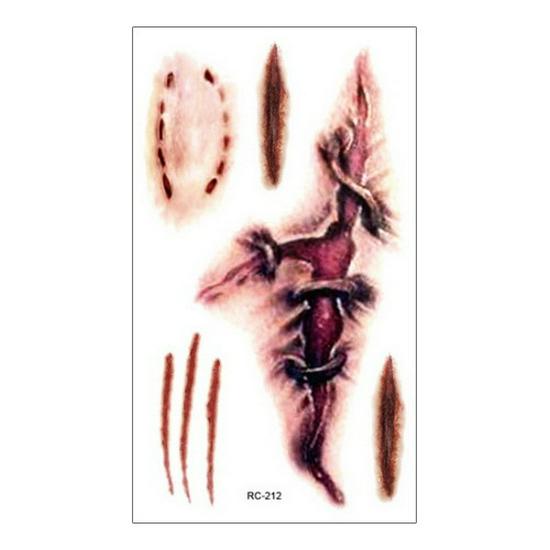 Adesivi Tatuaggio Impermeabili Horror Halloween: Modelli Realistici di Ferite, Macchie di Sangue e Cicatrici
