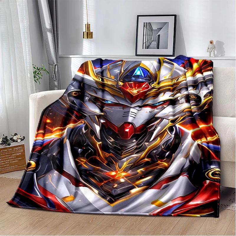 HD Robot GUNDAM Cartoon Soft Flannel Blanket for Bed Bedroom Sofa Picnic,Throw Blanket for Cover Office Christmas Gift Kids