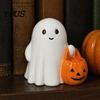 Holiday Ghost Ornament Halloween Holding Pumpkin Figurine, Spooky Statue with Decoration Night Light, Resin for Desk Tabletop Centerpiece