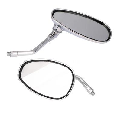 1 Para Chromowany Aluminium Lewy+Prawy Owalny Motocykl ATV Bok 10mm Lusterko Wsteczne