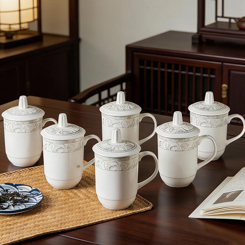 Porcelain Business Mugs with Lids, 12-Pack