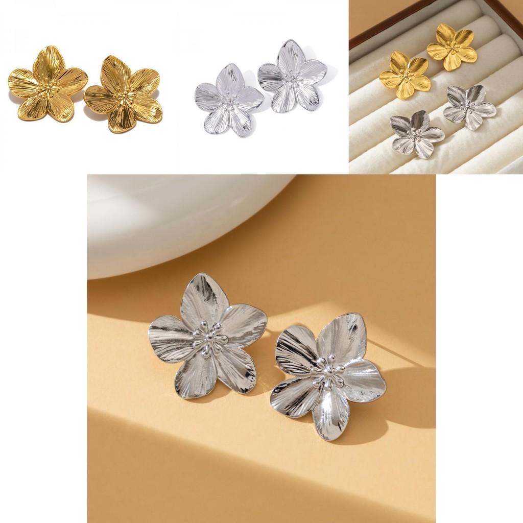 Unique High-end Design Vintage Gold Plated Floral Earrings For Women