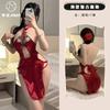 Sex Underwear Sexy Antique Peony Embroidery Neck Cheongsam Empty Split Retro Neck Cheongsam Skirt Women 8092