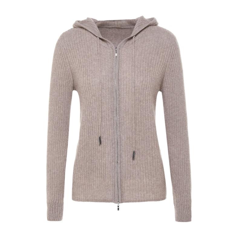 G·TENNA Women's Hooded Zip Cashmere Cardigan