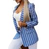 2023 European & American Striped Print Long Sleeve Small Suit Collar Women's Jacket