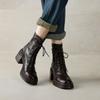 Great to wear! Treasure of the town store~ 2025 autumn and winter high-heeled elastic British Martin boots women's lace-up thick-heeled short boots