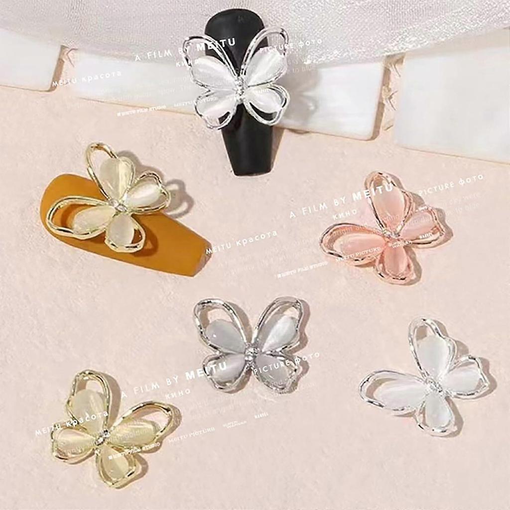 24-Pack Gold Silver Pink Black Manicure Cat Eye Rhinestone Decoration Acrylic Nails, Nail Art Supplies Nail Art Craft DIY Accessories