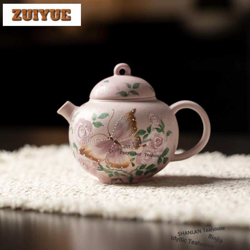 160ml Hand-painted Butterfly Teapot Ancient Tea Infuser Pot Tea Maker Kettle With Ball Hole Tableware Accessories Ornaments Gift