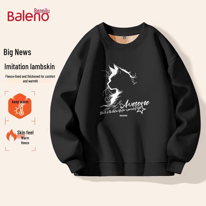 

Baleno Men s 2025 New Winter Warm Lamb Fleece Lined Crew Neck Sweatshirt XL