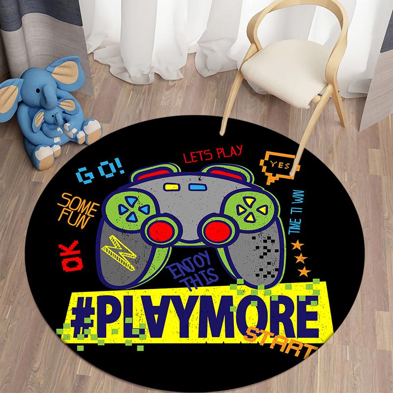 Gamepad Round Carpet for Living Room Mat for Children Carpet Floor Rug Bath Mat Bedroom Carpet for Children's Room Doormat