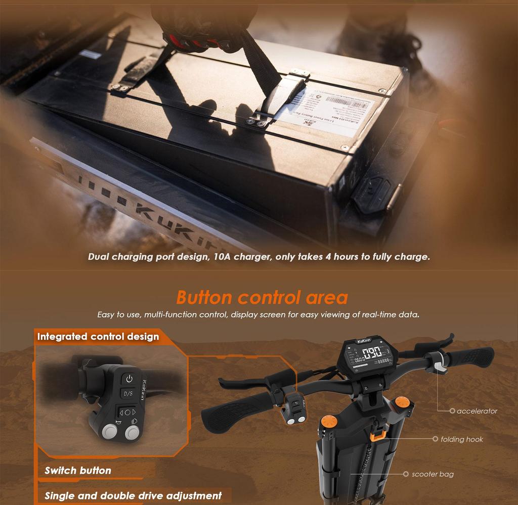 Elektroroller Faltbar Kukirin G4 Max 2000Wx2 Doppelmotor Höchstgeschwindigkeit 86Km/h 60V 35.2AH Maximale Reichweite 95Km Belastung 150Kg
