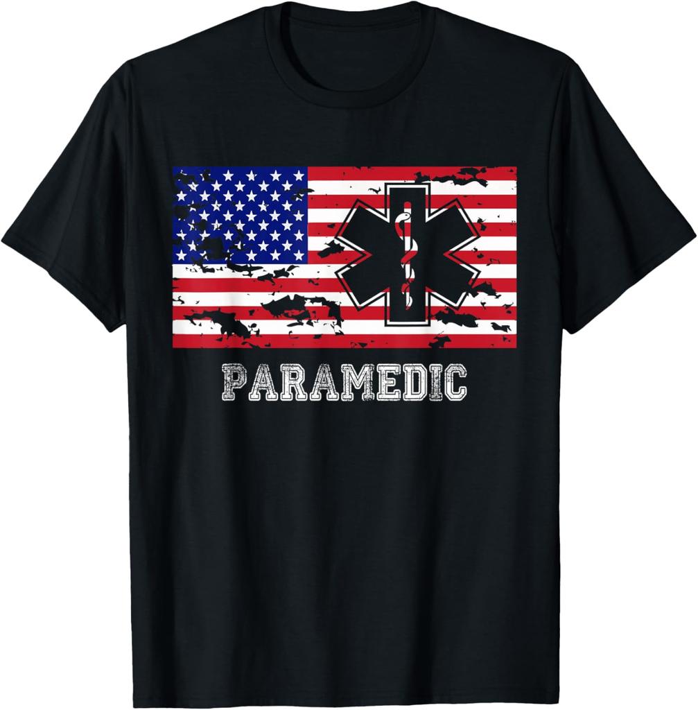 American Flag Paramedic Star of Life T-shirt