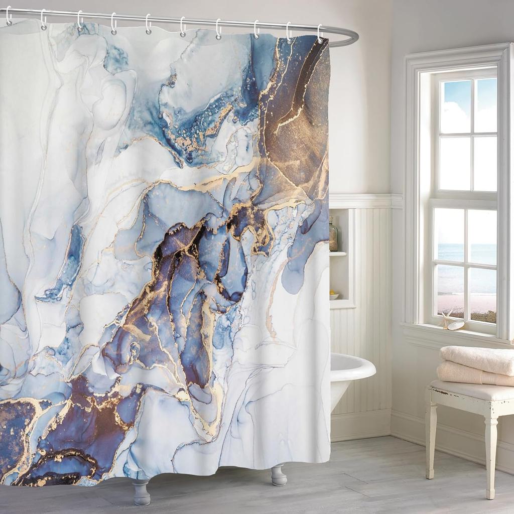 Szary Złoty Marmur Zasłona Prysznicowa Abstrakcyjna Tekstura Granitu Marmuru Luksusowa Nowoczesna Sztuka Atramentowa Tkaninowe Zasłony Prysznicowe do Łazienki