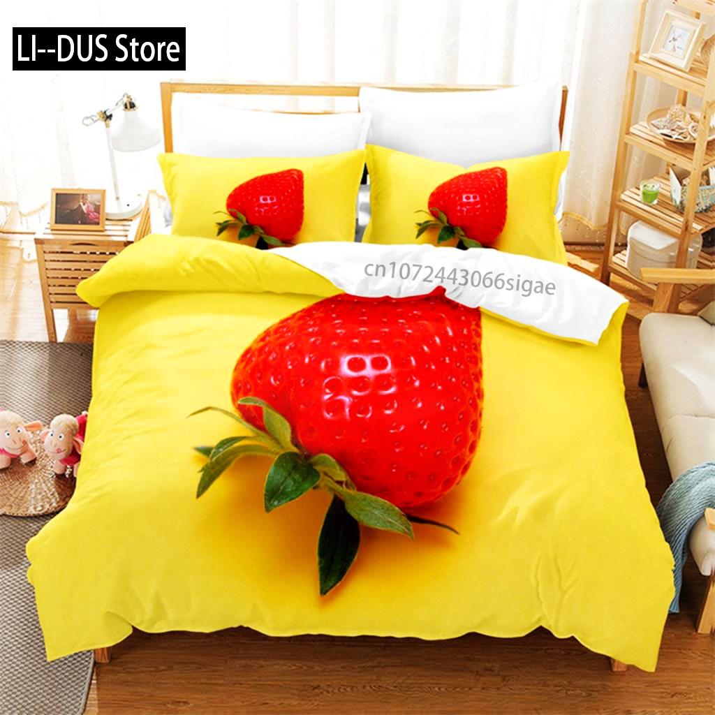 Summer Fruit Queen Bedding Set Duvet Cover Set Bedding Digital Printing King Size Duvet Cover Set Bedding Sets