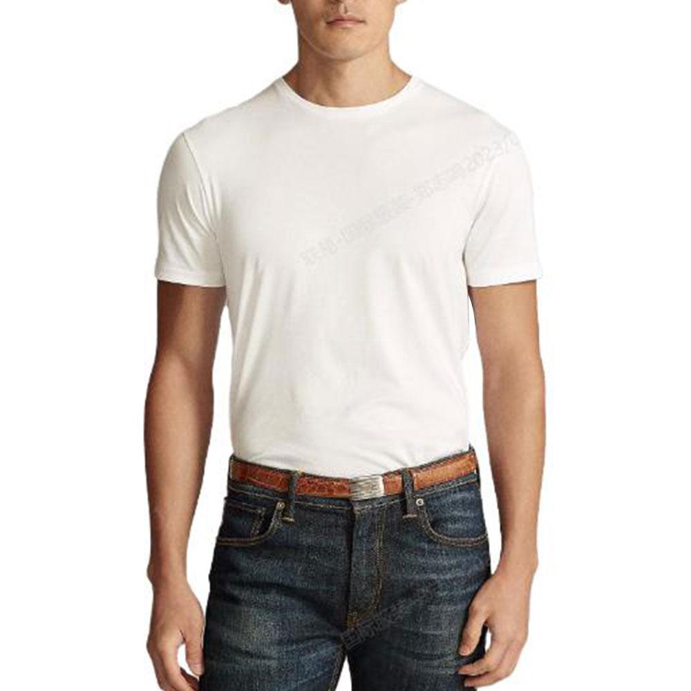 

Мужская футболка поло Ralph Lauren однотонная приталенного кроя с круглым вырезом и короткими рукавами, белая MNPLKNI1N820085-100