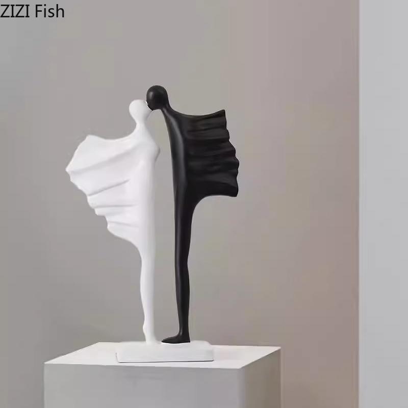 Abstract Couples Figures Statue Desk Decoration Lovers Character Resin Sculpture Modern Crafts Ornaments Room Aesthetics Decor
