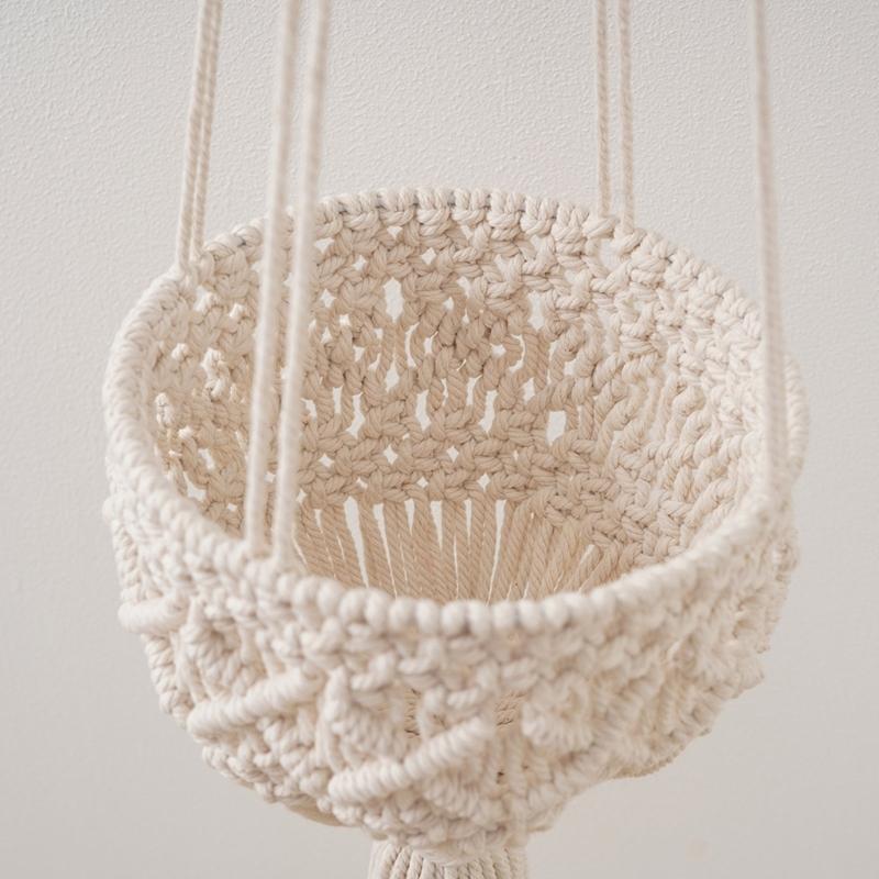 Handwoven Plant Holder With Natural Cotton Rope Wall Mounted Planter Basket For Indoor Outdoor Garden Decoration