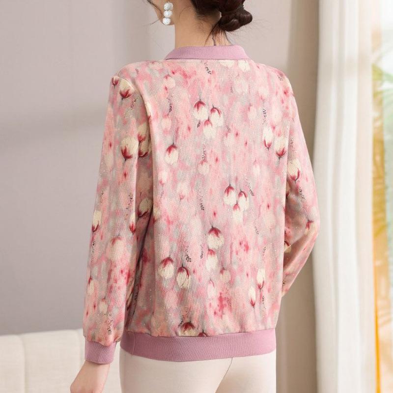 Mom's Spring Lapel Base Layer: Elegant Plus Size Long-Sleeve Shirt for Women 50+
