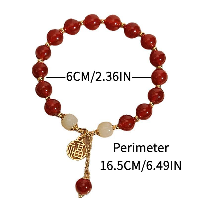 1Pcs Charm Talismans Jewelry Red Natural Jade Beads Bracelet Luxury Gemstone Accessories Gifts For Women