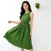 Women's French Sweet High Neck Sleeveless Plaid Dress Summer Drawstring High Waist Long Casual Suede Fashion Ladies Dress