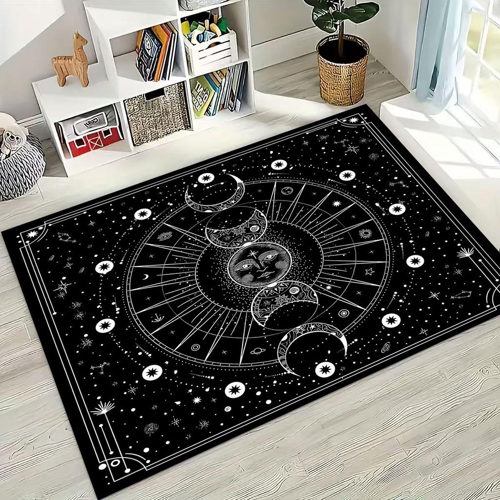 3D Retro Witch Ouija Gothic Spirit Board Rug for Bedroom Living Room Sofa Home Doormat Decor, Large Kids Play Non-slip Floor Mat
