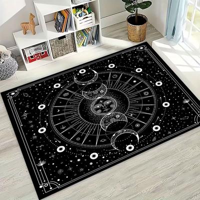 Alfombra Decorativa de Bruja Ouija Gótica Retro 3D para Dormitorio Sala de Estar Sofá Puerta de Casa, Alfombra de Piso Grande Antideslizante para Jugar Niños