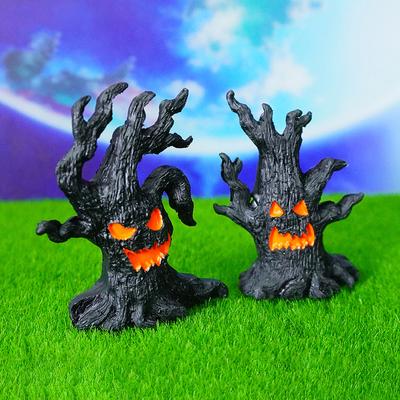 Straszne drzewo, straszne drzewo, twarz, kora, figurka demona, ozdoba na stół, dekoracja na Halloween na zewnątrz, na imprezę, nawiedzona