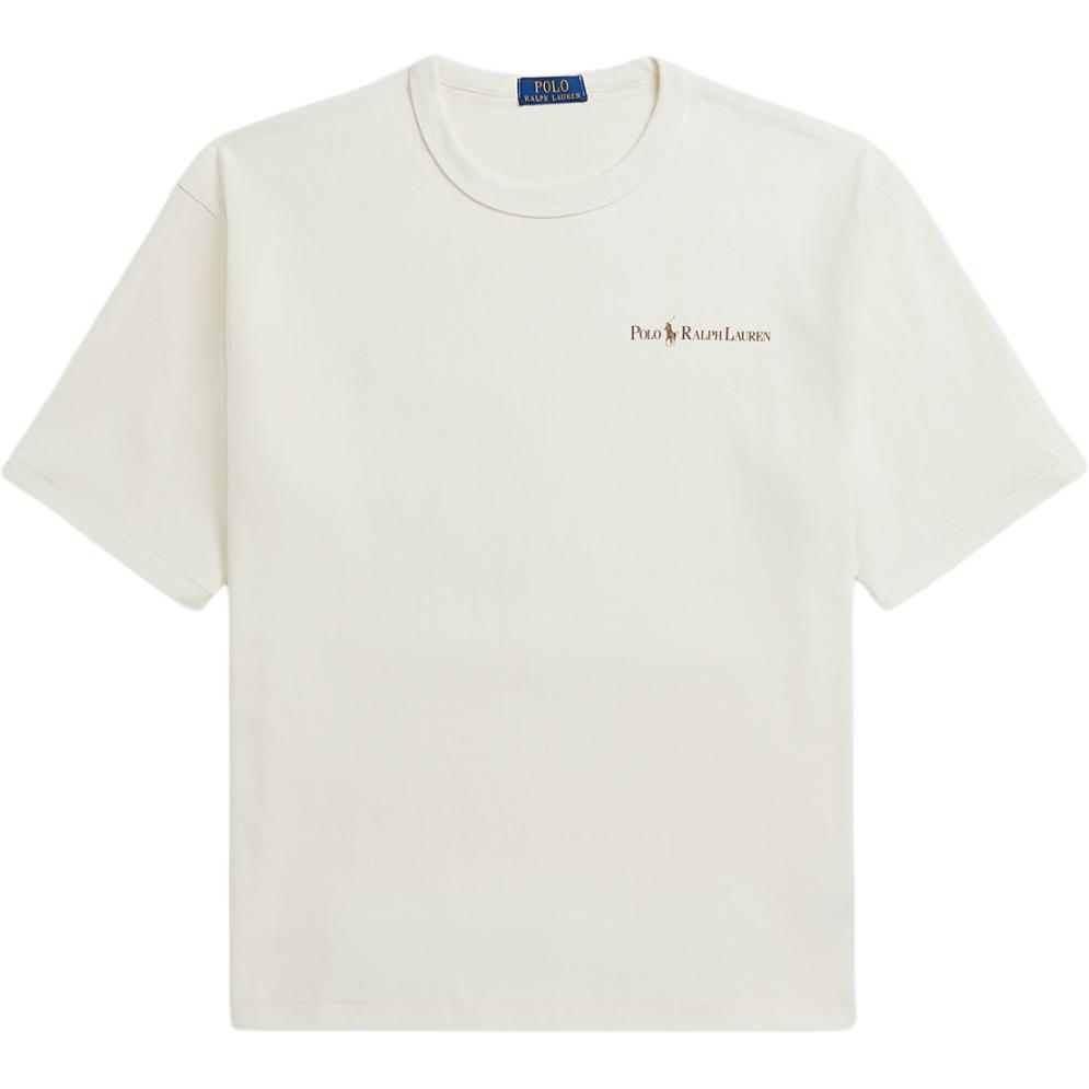 Polo Ralph Lauren Ss24 Однотонная футболка с вышивкой логотипа и букв, повседневная, свободного кроя, с коротким рукавом, мужская, кремовый MNPOTSH1N822281-101 L