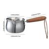 IMEEA Milk Pan, Saucepan, 18-10 Stainless Steel, Induction Compatible, 250ml, Graduated Milk Pan, Mini Saucepan, Wooden Handle