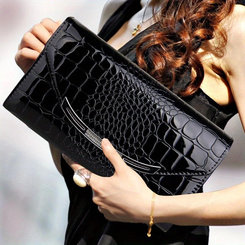 Patent Leather Women'S Clutch Bag Large Capacity Alligator Pattern Bag