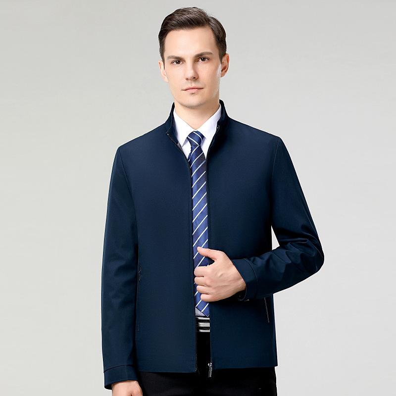 Men's Business Executive Jacket Autumn Dad Outfit Middle-aged and Elderly Versatile Stand-up Collar Jacket Cadre Outfit