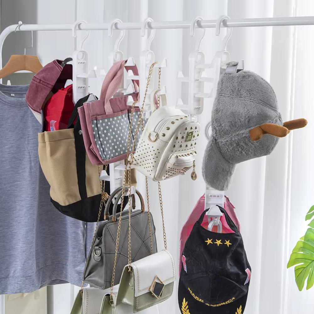 1-4pcs Bag Storage Tool Wardrobe Storage Multifunctional Clothes Rack Non Perforated Hanging Hook Plastics Wardrobe Accessories