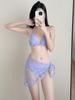 Summer New Bikini Three-piece Black Slim Triangle Towel Character Hot Girl Pure Desire Swimsuit Large Size MM
