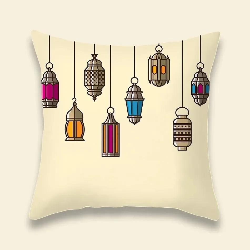 Wzór lampionu ramadanowego Pokrowiec na poduszkę dekoracyjną na sofę do salonu Dekoracja domu Poszewka na poduszkę Materiały na przyjęcie Eid