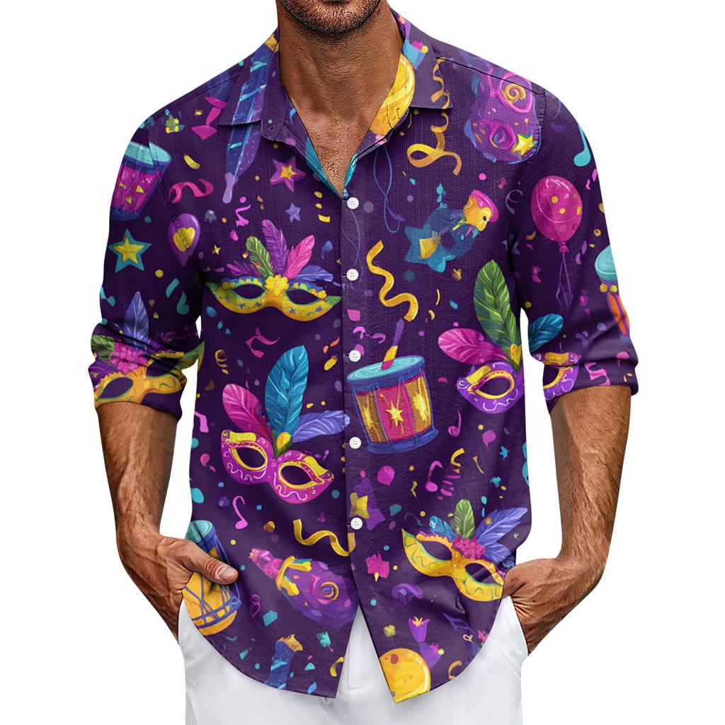 Men's Casual Button-Down Long-Sleeve Shirt