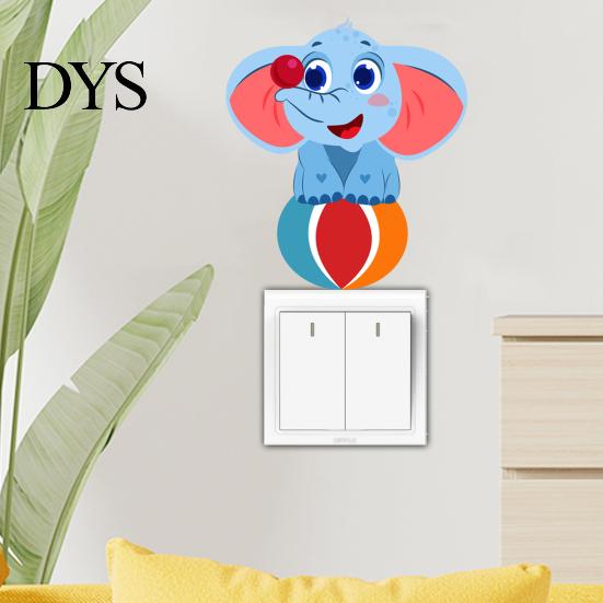 Decorative Party Scene Accents Cute Elephant Switch Sticker, PVC Waterproof Light Decal, Protective Cover for Safe Electrical Surround Stickers