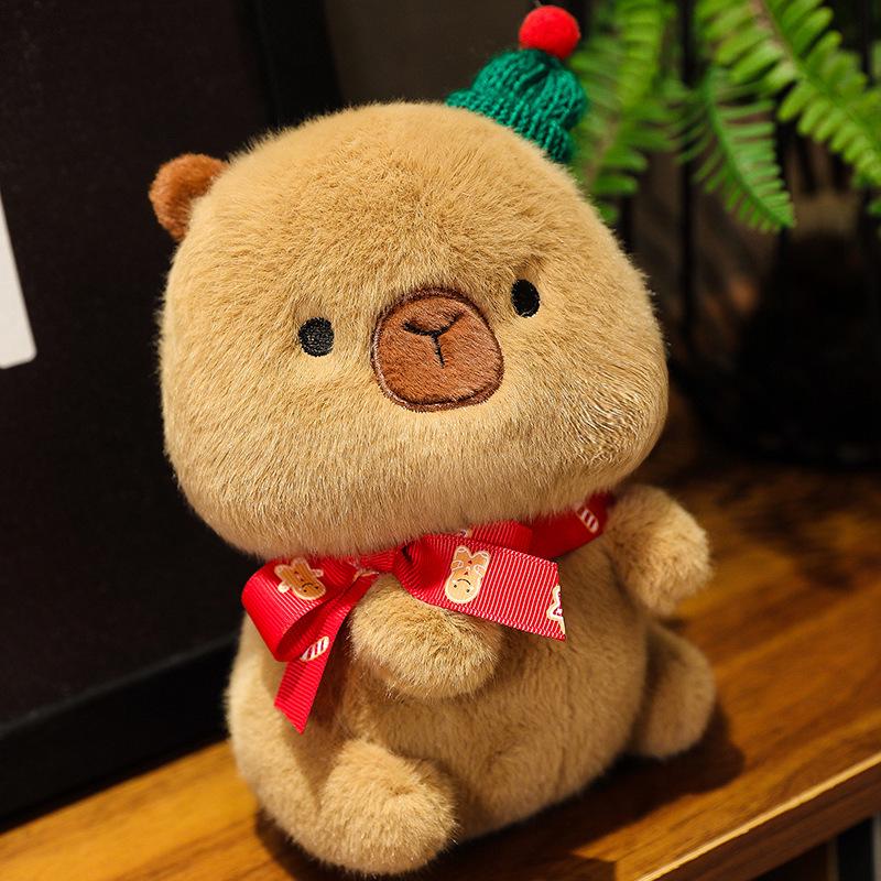 Christmas Capybara Santa Plush Toy Pillow for Kids