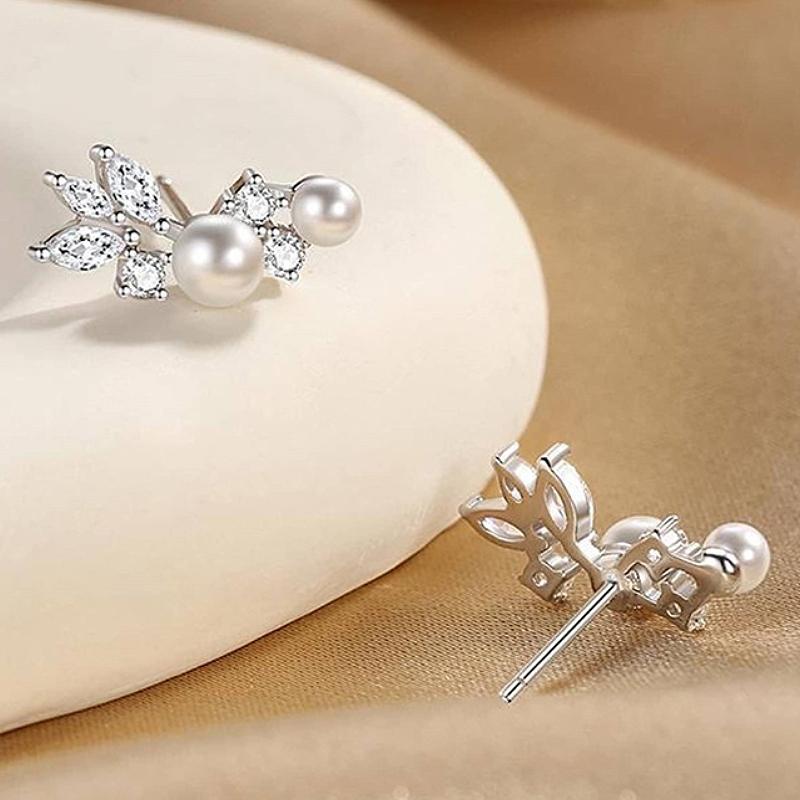 

Huitan Trendy Fancy Copper Color/Gold Color Women s Stud Earrings With Imitation Pearls For Wedding Engagement Party Accessories