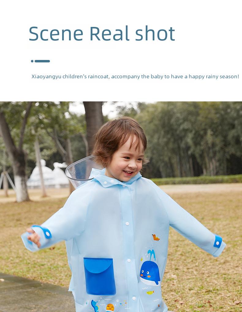 Koreanischer Kinder-Ganzkörper-Regenmantel: Einteiliger Poncho für Grundschüler mit Platz für Rucksäcke