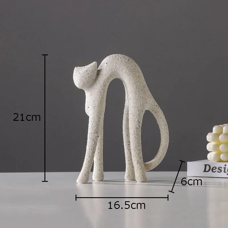 Sandstone Style Cat Sculpture Desk Decoration Ornaments Modern Crafts Abstract Kitten Statue Resin Artwork Room Aesthetic Decor