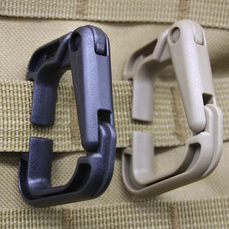 5Pcs Outdoor Plasctic Shackle Carabiner D Type Backpack Hanging Webbing Hook Buckle Multi Outdoor Hiking Camping Gear