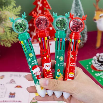 1 Piece Cute Ballpoint Pen Press Cartoon Reindeer Grandfather Multicolor 10 In 1 Colors Stationery School Office Supplies