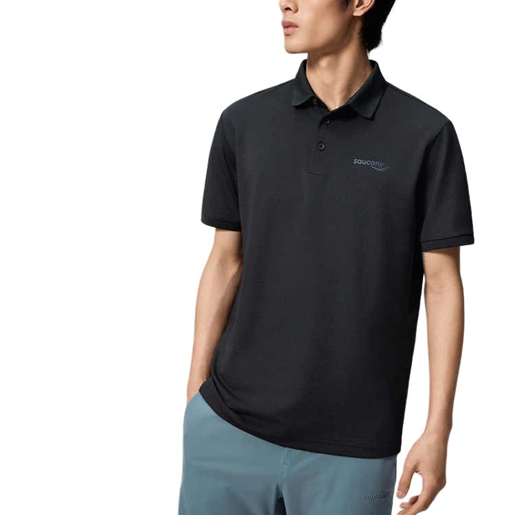 Saucony Comfortable Breathable Versatile Short Sleeve Polo Shirt Men tops Black SA2250SP62C-BK001