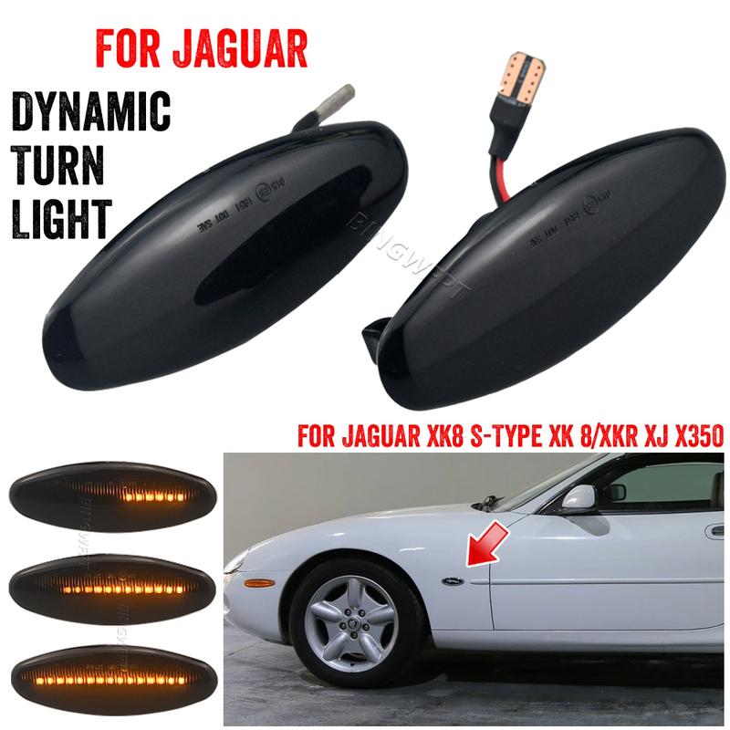 2pc Dynamic Led For JAGUAR XK8 1997-2006 S-Type 99-07 XK 8/XKR 1996-2005 XJ X350 2003-2006 Turn Signals Side marker light Lamp