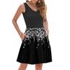 Women's Summer Fashion Casual V-neck Pleated Patchwork Vintage Floral Print Sleeveless Pocket Vest Dress