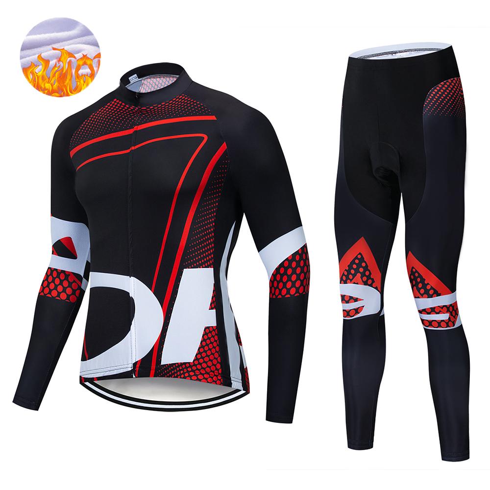 Winter Men's   Thermal Fleece Long Sleeves Men Cycling Bib Set Bicycle Clothing MBT Breathable Bike Clothes 2026 Winter Warm Cycling Clothing Set