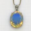 Lab-Created Opal Pendant 925 Sterling Silver Oval Cut 73.65 ct Gems October Birthday Birthstone