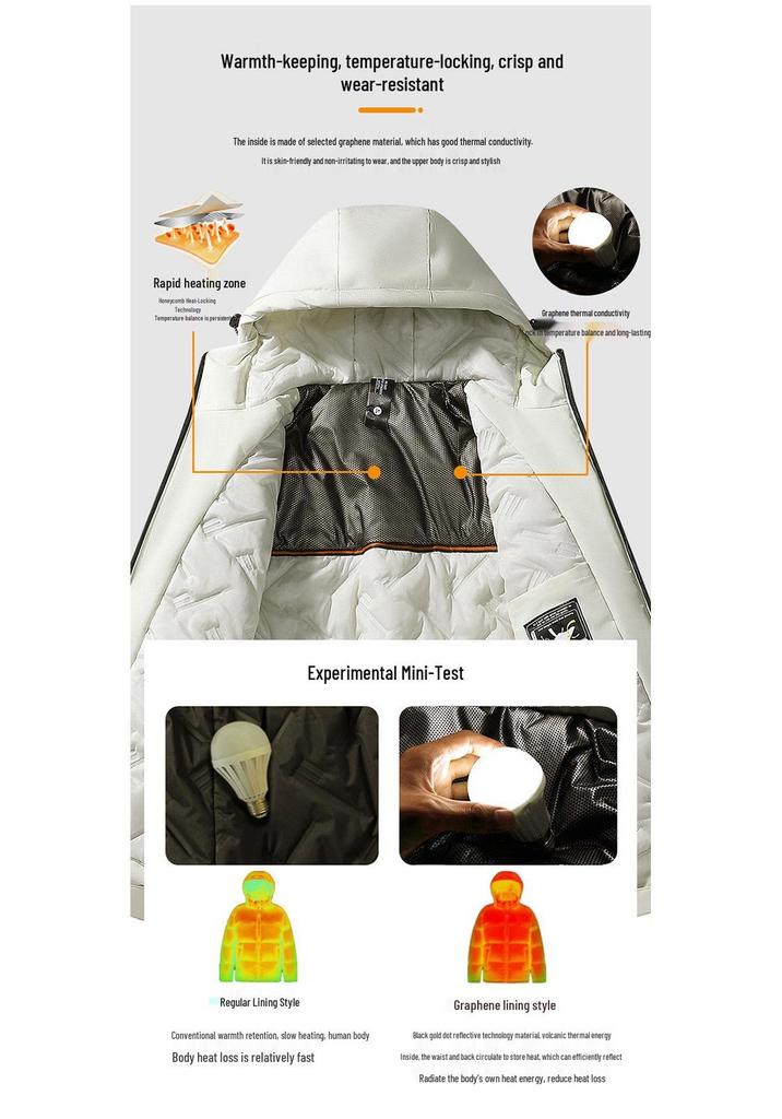 Men's Thickened Down Jacket: Windproof, Waterproof, Graphene-Enhanced, Warm Cotton Coat for Autumn and Winter
