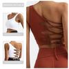 Fashion Export Cross-Border Yoga Vest Asymmetrical One-Shoulder Beauty Back Shoelace Nude Feel with Chest Pad Sports Fitness Top