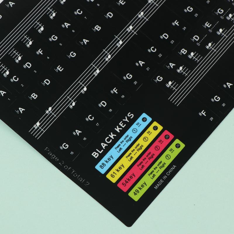 1 Set Beginner Letter Piano Sticker 88/61/54/49 Keys With Removable Colored Note Labels Piano Keyboard Stickers